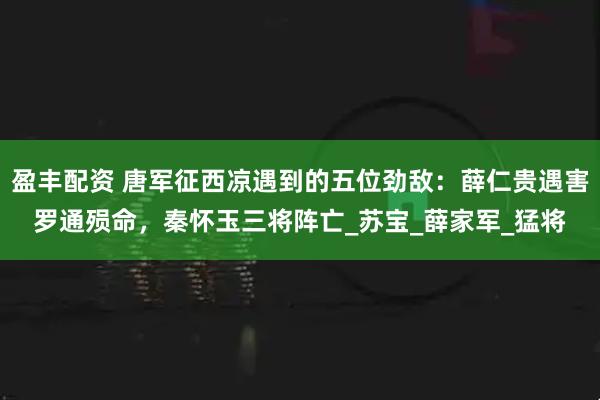 盈丰配资 唐军征西凉遇到的五位劲敌：薛仁贵遇害罗通殒命，秦怀玉三将阵亡_苏宝_薛家军_猛将